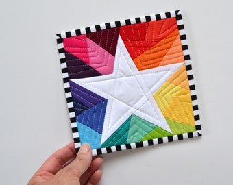 Star Rainbow Quilt, Rainbow Quilt, Mini Mini Quilt, Mini Star Quilt, Rainbow Mini Quilt, Rainbow