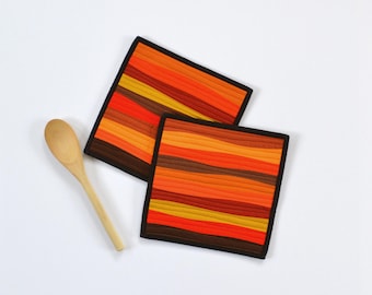 Fall Pot Holders, Quilted Pot Holders, Modern Kitchen Decor, Fall Decor