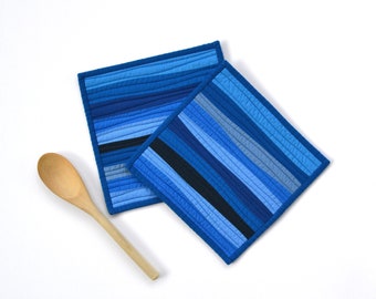 Blue Pot Holders, Pot Holders, Modern Kitchen Decor, Modern Pot Holders, Blue Trivet