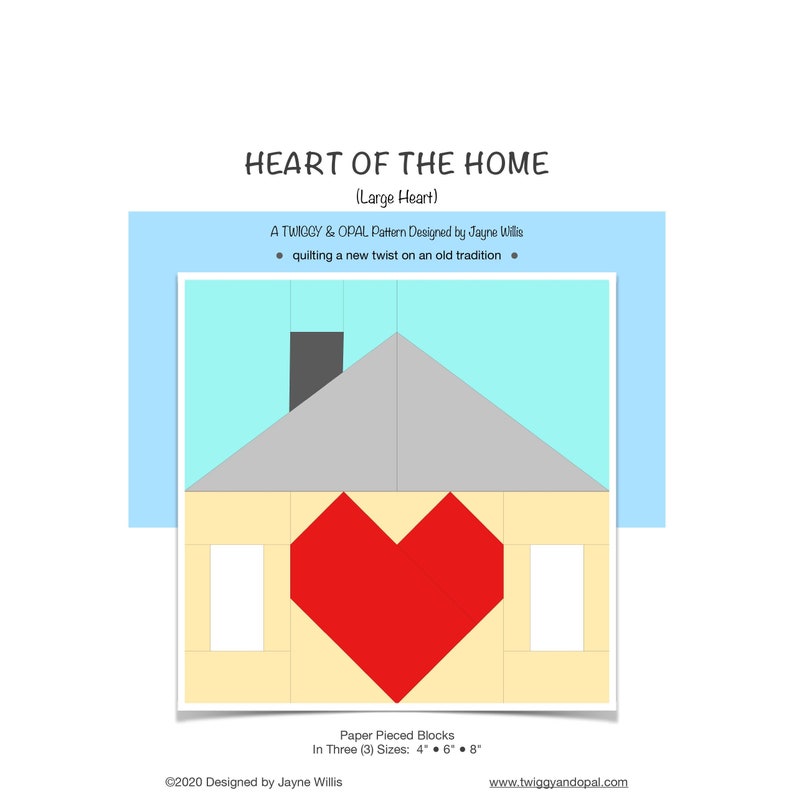 Heart of the Home Quilt, Paper Pieced Quilt Pattern, House Quilt Pattern, Mini Quilt PDF, image 1