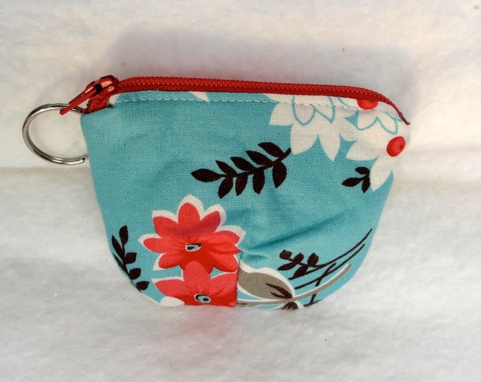 Coin Purse Key Chain Coin Purse Change Purse Blue Floral Etsy