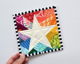 Star Rainbow Quilt, Rainbow Quilt, Mini Mini Quilt, Mini Star Quilt, Rainbow Mini Quilt, Rainbow