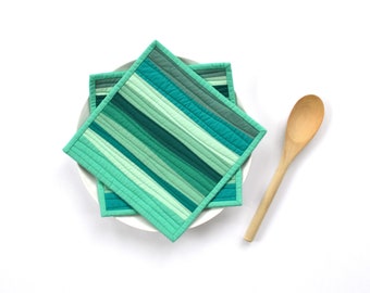 Teal Pot Holders, Pot Holders, Modern Kitchen Decor, Teal, Aqua, Green