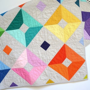 Modern Geometric Quilt, Graphic Rainbow Quilt, Modern Lap Quilt, Rainbow Quilt, Graphic Lap Quilt image 3