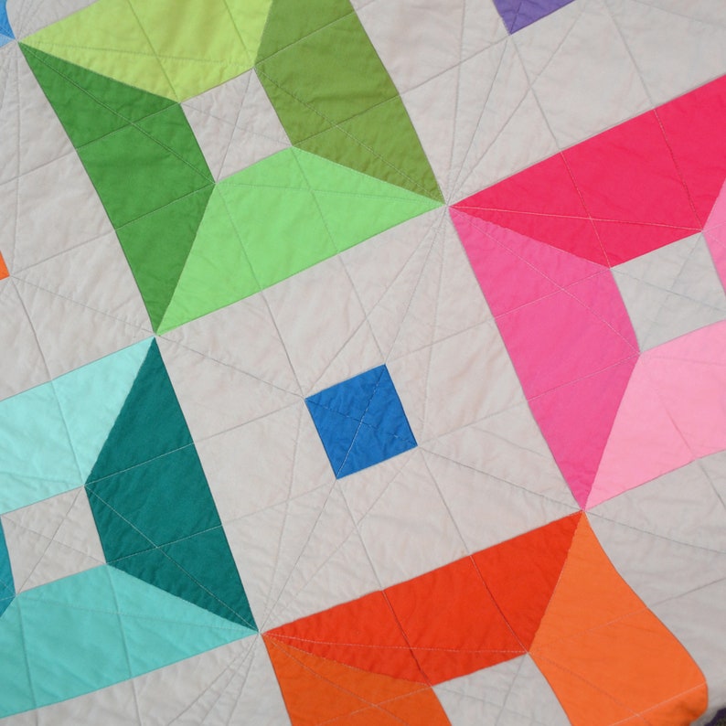 Modern Geometric Quilt, Graphic Rainbow Quilt, Modern Lap Quilt, Rainbow Quilt, Graphic Lap Quilt image 9