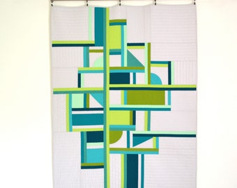 Modern Quilt, Geometric Lap Quilt, Contemporary Quilt, Modern Lap Quilt, Graphic Modern Quilt