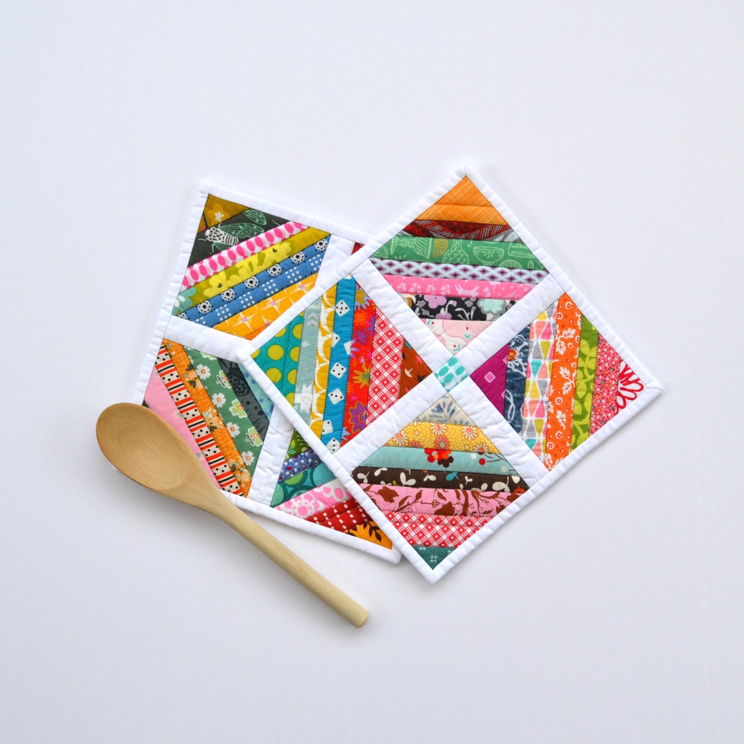 Geometric Pot Holders, Modern Kitchen Decor, Quilted Pot Holders