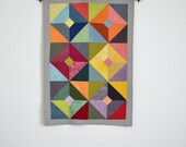 Baby Quilt, Modern Baby Quilt, Geometric Baby Bedding, Quilted Wall Hanging, Bright Crib Quilt