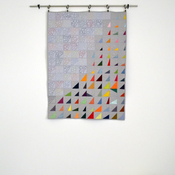 Modern Baby Quilt, Geometric Baby Bedding, Triangle Quilt, Rainbow Quilt, Modern Wall Hanging