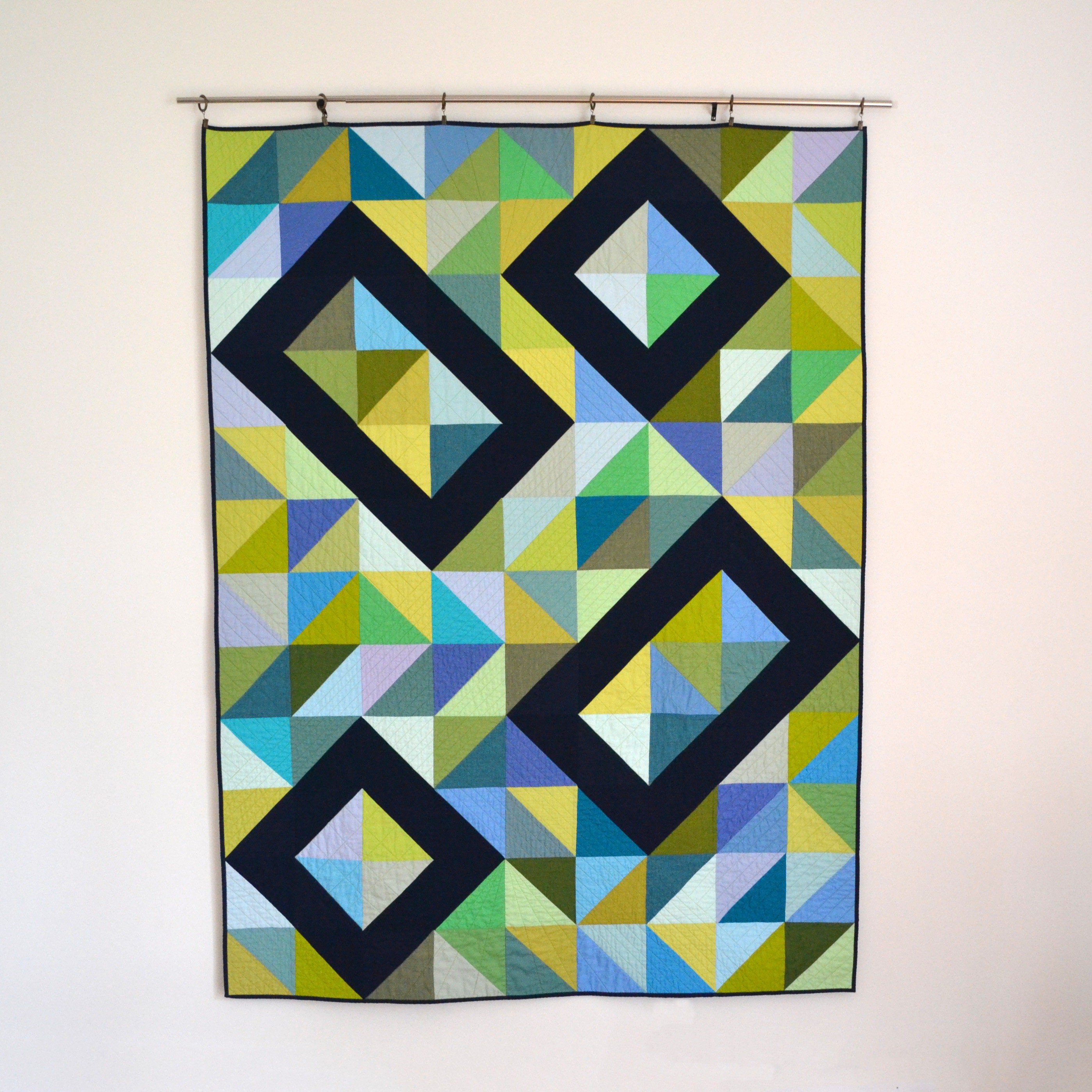 Modern Geometric Quilt Graphic Quilt Modern Lap Quilt Blue Etsy
