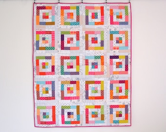 Polka Dot Quilt, Scrappy Quilt, Throw Quilt, Scrappy Lap Quilt