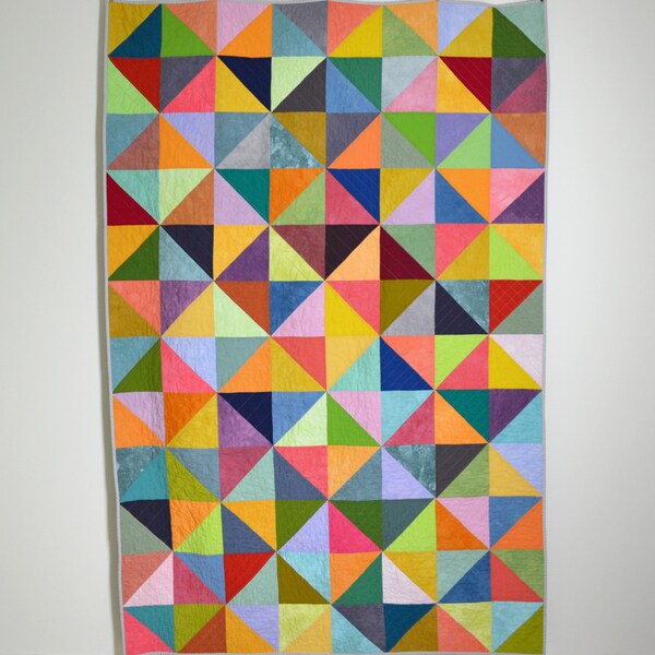 Modern Quilt, Multicolored Bedding, Geometric Lap Quilt, Geometric, Modern Lap Quilt, Grey Quilt
