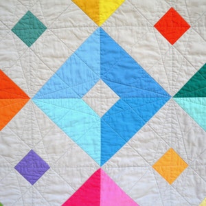 Modern Geometric Quilt, Graphic Rainbow Quilt, Modern Lap Quilt, Rainbow Quilt, Graphic Lap Quilt image 6