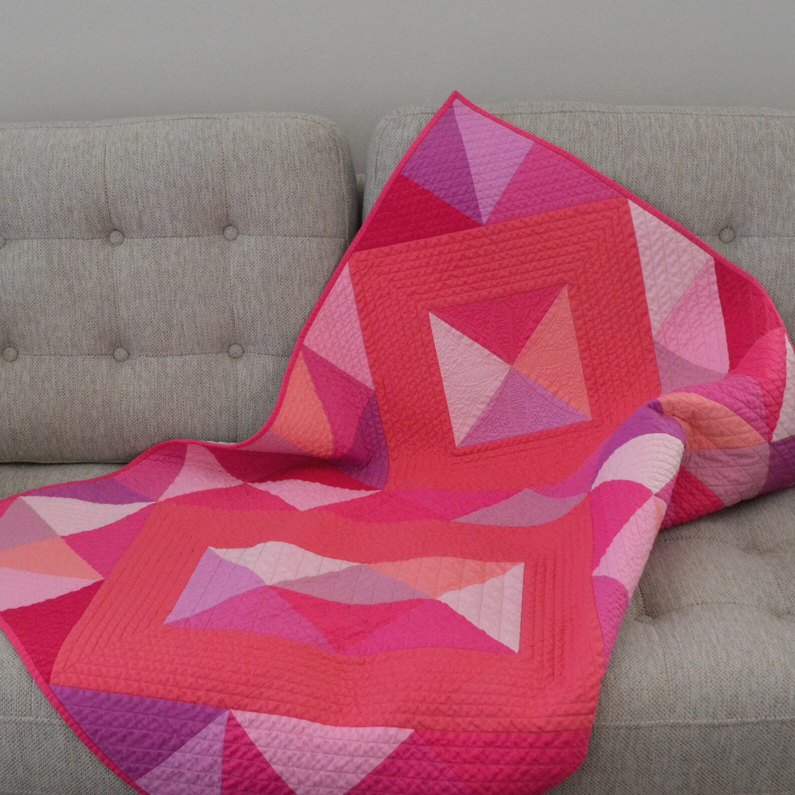 Pink Baby Quilt Modern Geometric Quilt Graphic Quilt Modern Etsy