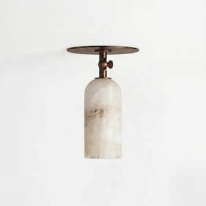 Halvinfälld taklampa i naturlig alabasterkonst, lyxig vägglampa i mässingssten, minimalistisk taklampa i alabaster