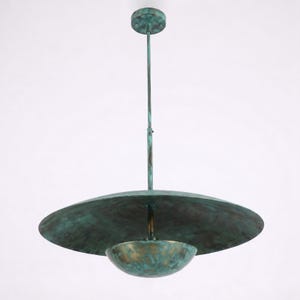 24" Verdigris Pendant Light, Green Patina Tiered Chandelier, Mid Century Modern Space Age Hanging Lamp, Modern Ceiling Fixture