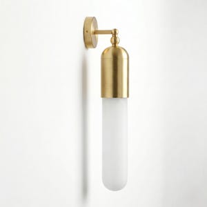 18" Natural Alabaster Art Torch Sconce, Luxury Brass & Stone Wall Light, Bedside Reading Lamp, Minimalist Entryway Sconce, Flush Mount Light