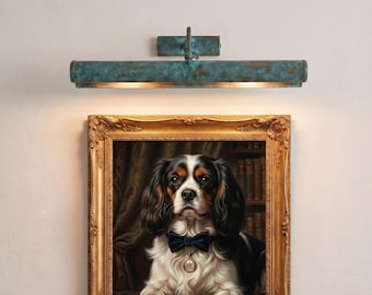 Verdigris Brass Picture Light, Green Patina Art Display Lamp, Vintage Style Library Wall Light, Handmade Solid Brass Gallery Sconce