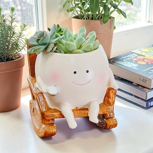 Cute Swing Flower Pot Smiling Devil Planter Succulent Plant Pot Chair Hanging Planter Home Garden Decor