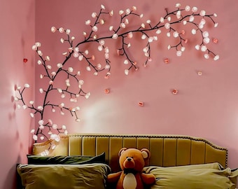 LED-ljusslingor med körsbärsblommor, ljusslingor med rosa blommor, USB-ljusslingor för sovrum, ljusslingor med sakuragrenar, estetisk rumsdekoration som present