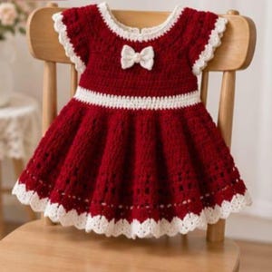 Crochet Baby Dress and Hat Pattern, Red Christmas Outfit (PDF Download)