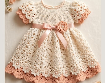 rochet Christening Dress PDF Pattern, Lace Baby Girl Newborn Outfit, Instant Download