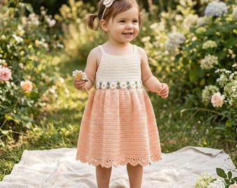 Daisy Chain Crochet Baby Dress Pattern | Cottagecore Toddler Sundress Tutorial (PDF)