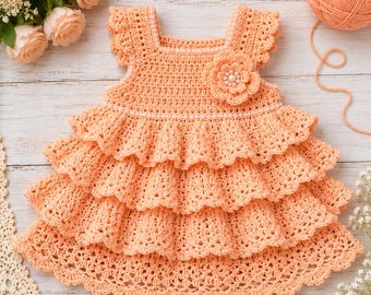 Crochet Baby Dress Pattern | Layered Ruffle Toddler Summer Frock (PDF Download)