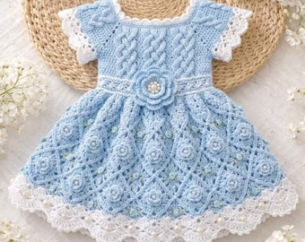 Elegant Crochet Baby Dress Pattern | Floral Lace Toddler PDF (Instant Download)