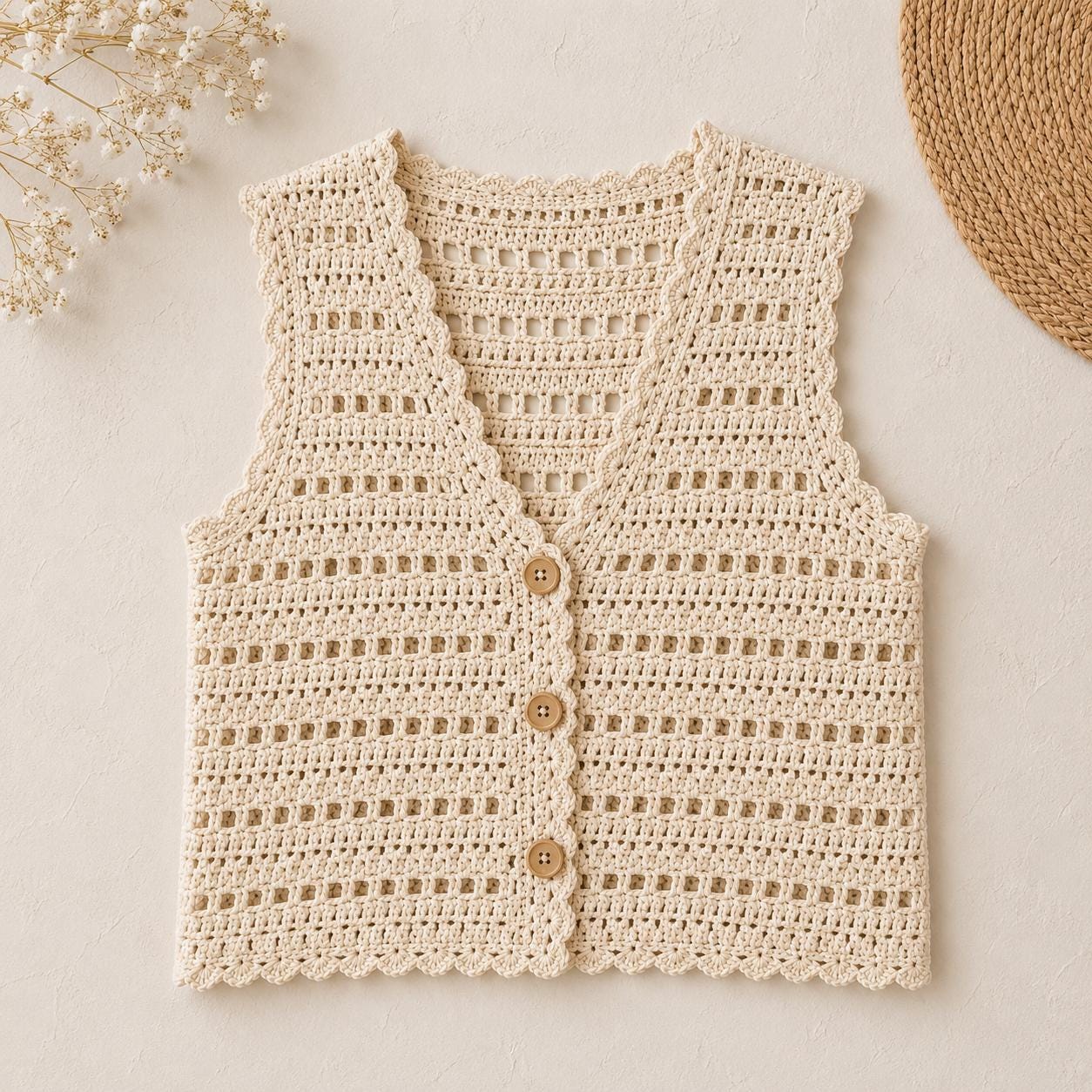 かぎ針編みのベスト - Etsy 日本