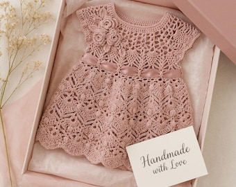 Rose Blossom Crochet Baby Dress Pattern | Heirloom Lace Flower Girl (PDF Download)