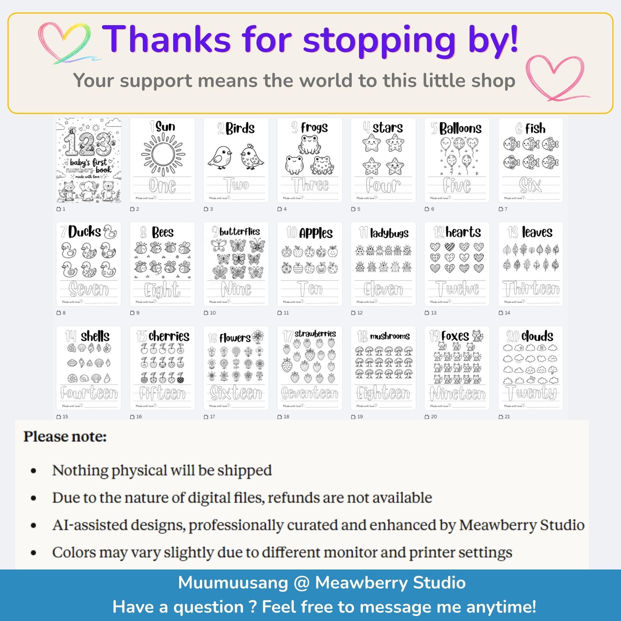 Baby's First Numbers Book – Printable Coloring Tracing Pages for ...