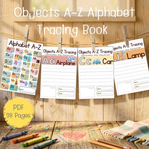 Objects A–Z Alphabet Tracing Book | Printable Worksheets for Pre-K Kindergarten Homeschool