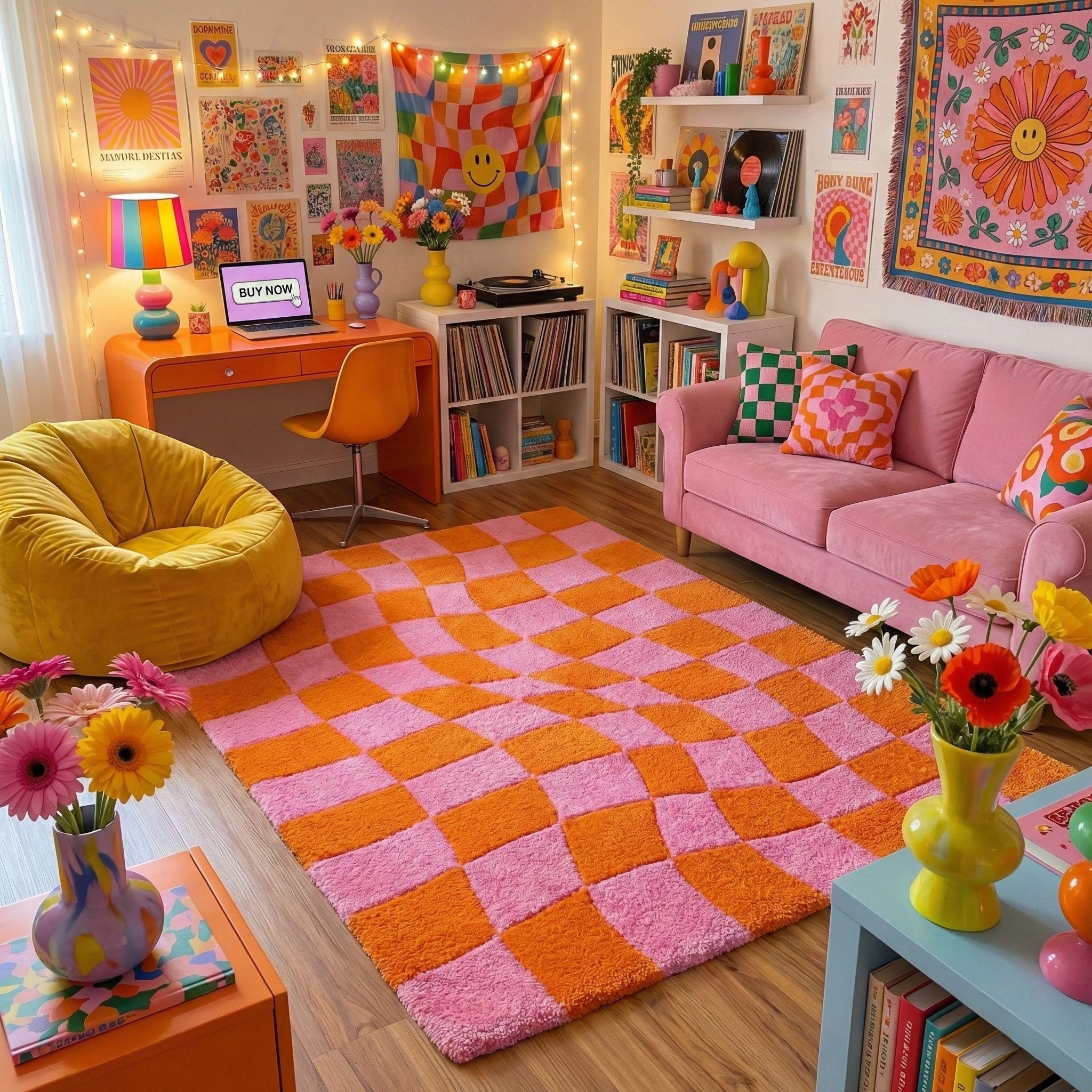 Orange pink teppich