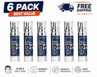 Confezione da 6 PartiCle Crema Viso 6 in 1 Uomo Idratante Quotidiano per Uomo Vitamina C E Acido Ialuronico Olio di Jojoba Routine di Cura della Pelle 1,69 FL OZ