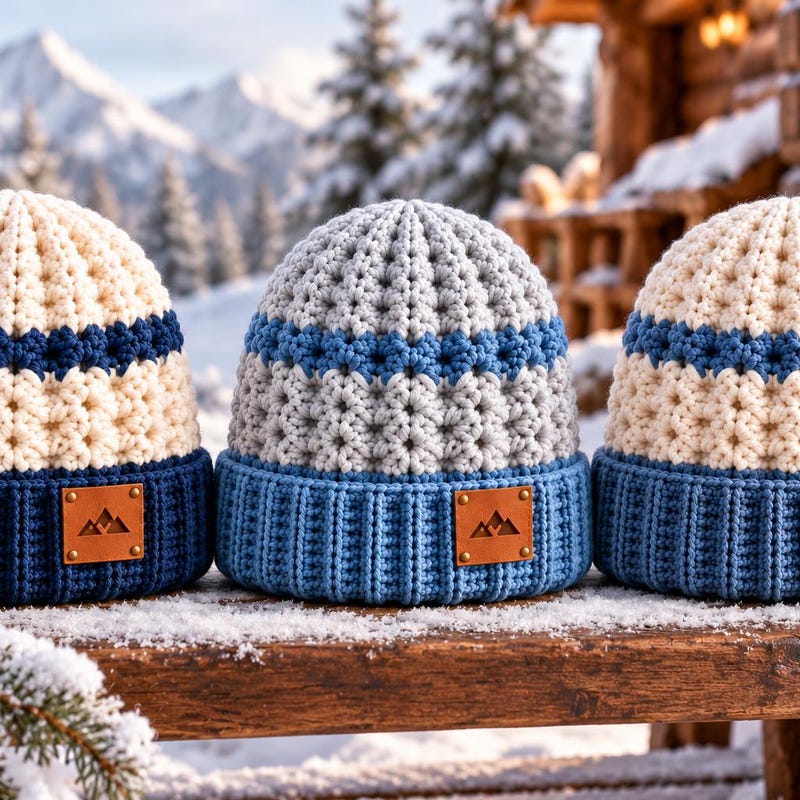 Two Color Crochet Stitch Patterns Winter Hat Crochet 2 Color - Etsy UK