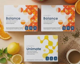 Unicity Balance Orange & Unimate Lemon Drink Mix –Metabolic Health, Energy, Digestion.