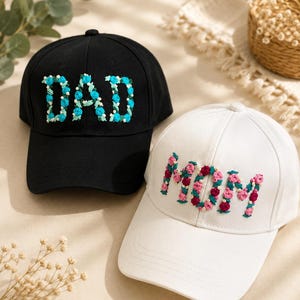 Personalized Floral Embroidered Baseball Cap | Custom Monogram Hat