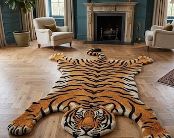 Handmade Wool Gabbeh Tiger Rug, Afghan Pictorial Rug (3x6) - Etsy 日本
