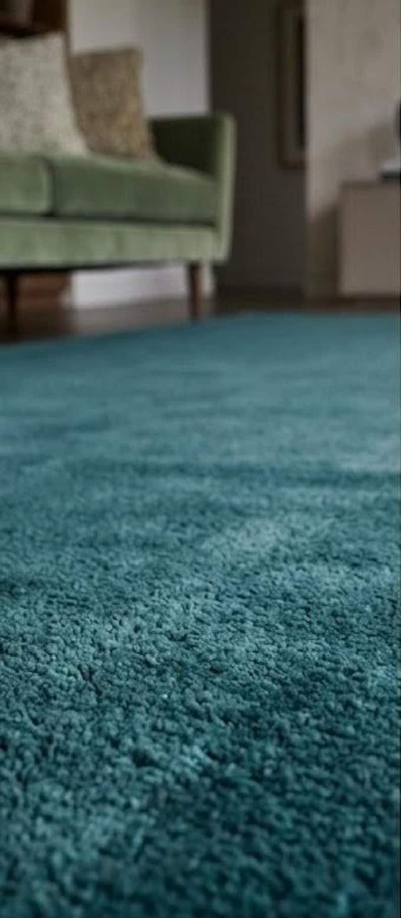 Teal Pattern Rug Texture Handmade Teal Wool Tufted Area Rug - Etsy
