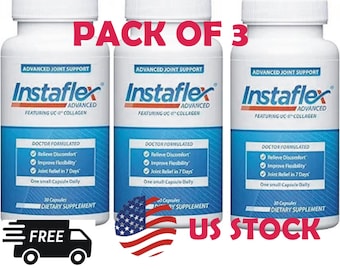 Paquete de 3 suplementos Instaflex Advanced para el apoyo articular: cúrcuma, resveratrol, extracto de Boswellia serrata, bioperina y colágeno UC-II (30 unidades)