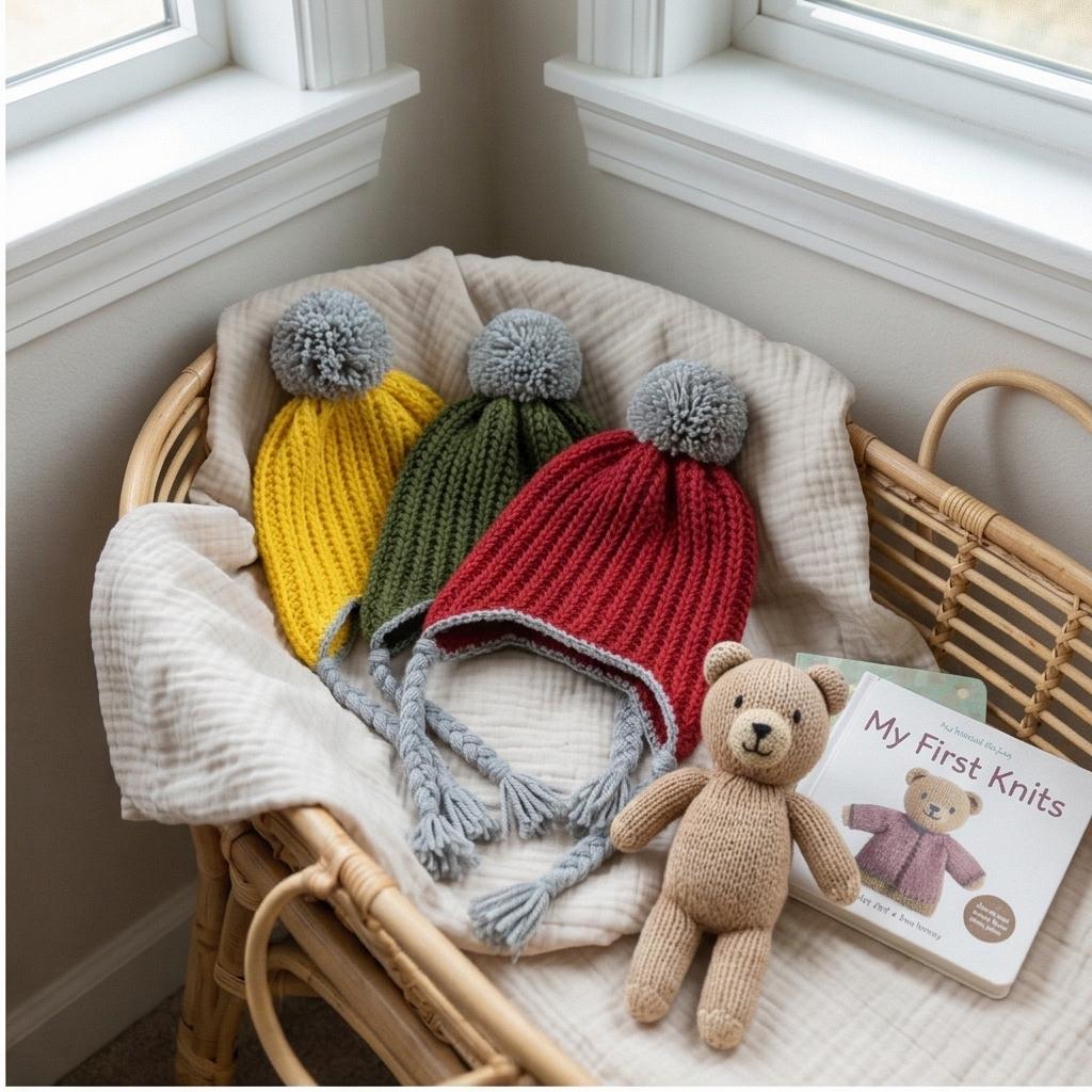 Baby Ear Flap Pom Pom Beanie