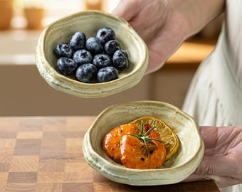 Rustic Ceramic Sauce Dish – Small Stoneware Bowl for Dips and Condiments – Handmade 4.2 Inch Serving Dish in Earthy Tones