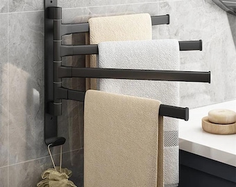 Bathroom Towel Holder, Rotatable Towel Holder Bar, Space Saving Swivel Towel Rack Rack