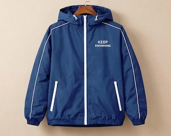 Chaqueta de natación Keep inspirada en Kim Namjoon – Cortavientos azul estilo Kpop