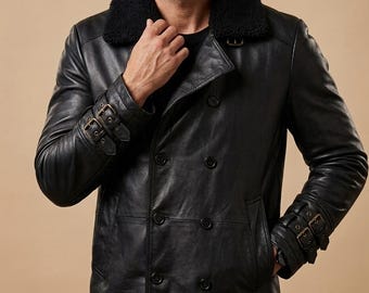 Chaqueta Leon Kennedy RE9 Requiem, ropa de cosplay de cuero negro, abrigo con cuello de piel sintética.