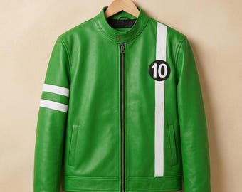 Chaqueta de cuero verde de Ben 10 Alien Swarm: Disfraz de cosplay de Ryan Kelley