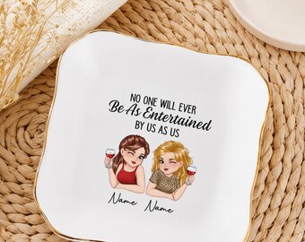 Portagioie in ceramica personalizzato, portaanelli con nome personalizzato, regalo per la migliore amica, regalo per damigella d'onore, vassoio per gioielli, regalo di compleanno per donne