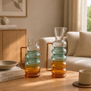 Bubble Circle Glass Vase,Colored Floral Arrangement,Modern Centerpiece,Living Room Accent,Coffee Table Styling,Shelf Display,New Home Gift