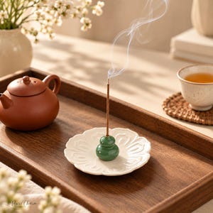Incense Holder Ceramic, Incense Stick Holder with Tray, Mini Incense Burner, Zen Decor, Meditation Gift, Colorful Home Decor